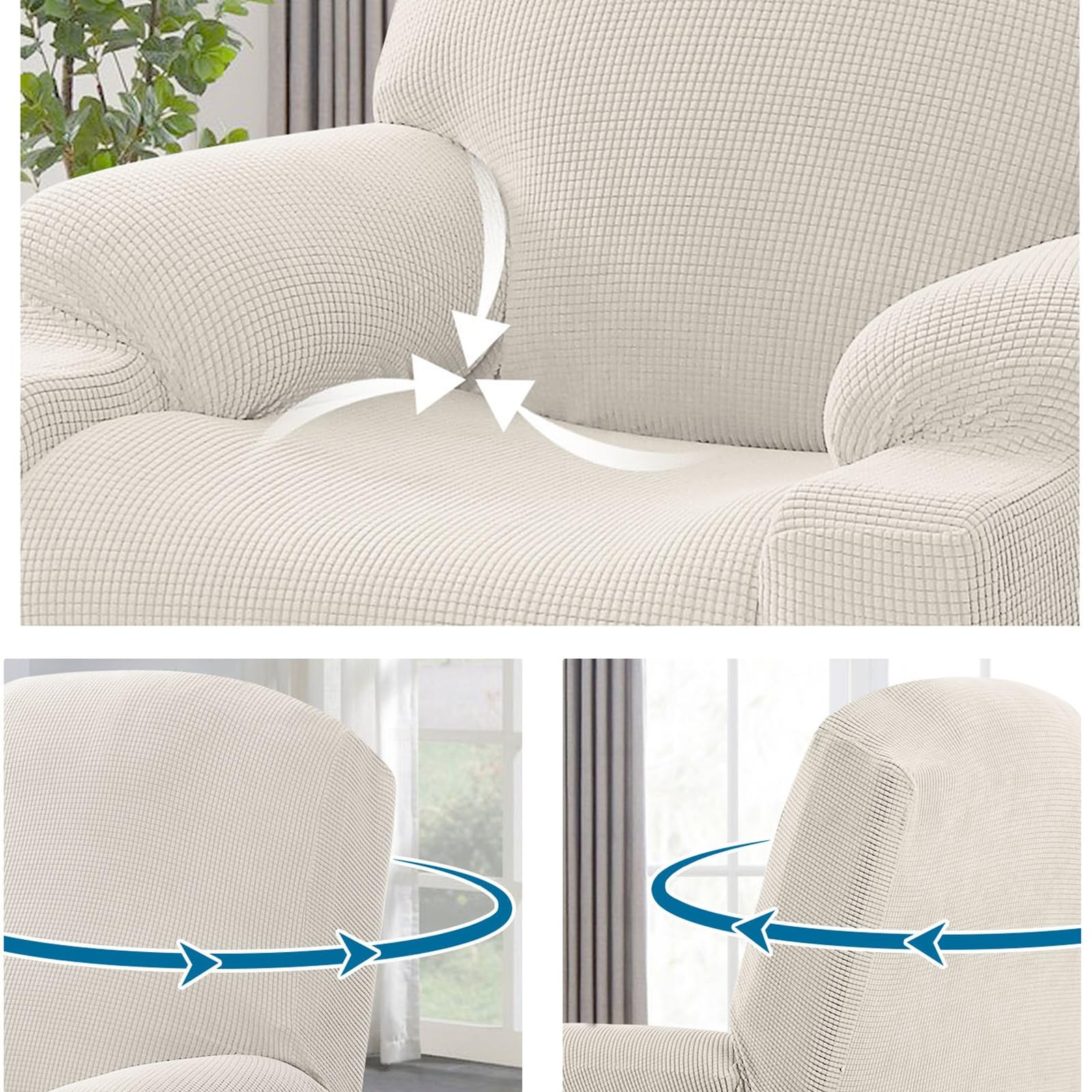 Copripoltrona Relax Reclinabile Universale, Copertura per Poltrona Elettrica Reclinabile per Poltrona Elasticizzato 1 Posto con Tasche, Coprisedile Poltrona Velluto Lavabile Antiscivolo ( Color : Blue
