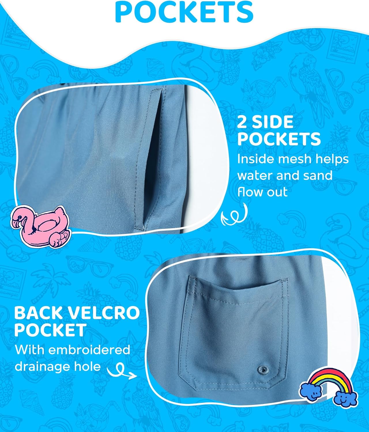 maamgic Boys Swim Trunks with Compression Liner 4-Way Stretch Quick Dry Bathing Suit Toddler Beach Shorts - Image 3