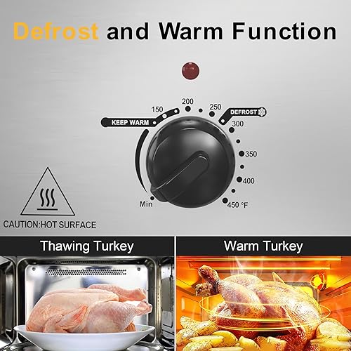 Miniatura 4 de Horno asador de 20 cuartos de galón con tapa autohilvanado, horno eléctrico grande con función de descongelación y calor, temperatura ajustable,