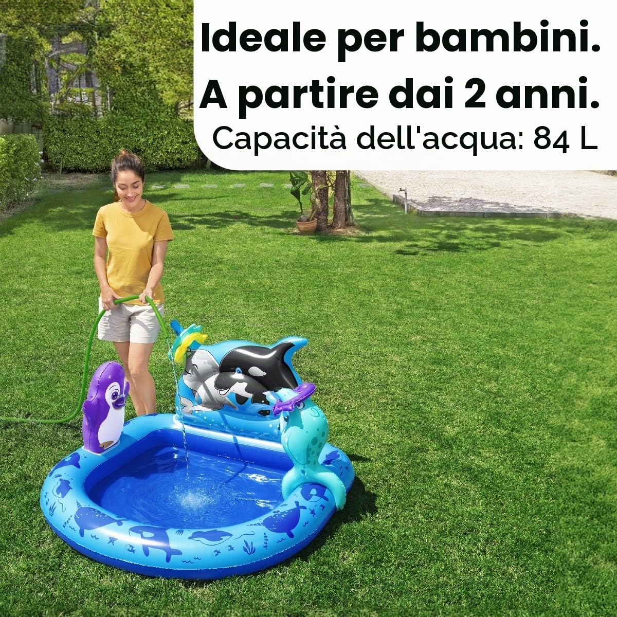 Bestway 53156 Playcenter gonfiabile Polar Pals con piscinetta, 2+ anni
