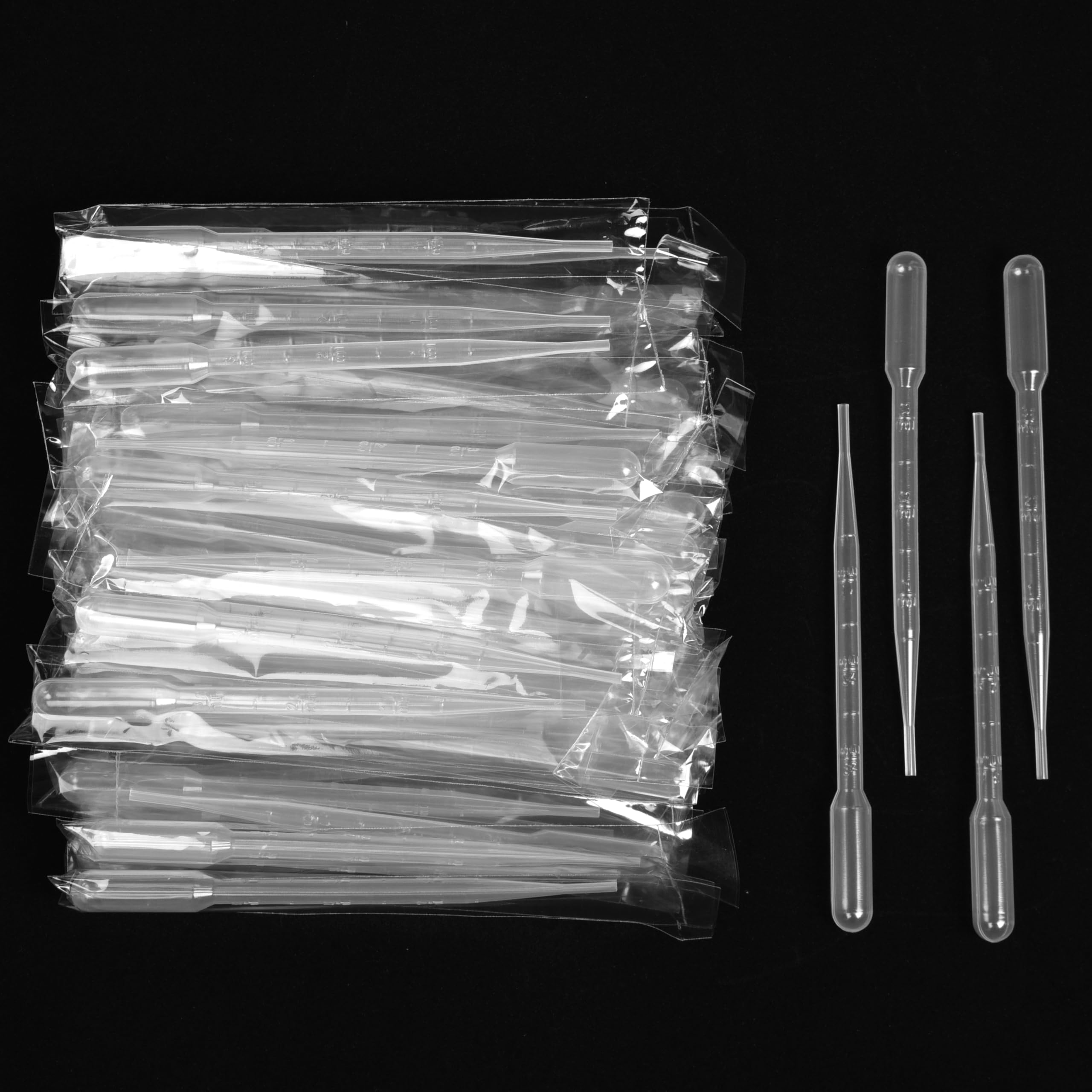 ESHATO Sterile Transferpipetten, 3 ml, Einweg-Kunststoff-Transferpipetten, Pipetten für ätherische Öle, kalibrierte Pipetten, geeignet für wissenschaftliches Labor, DIY-Kunst, einzelne Peel-Packung,