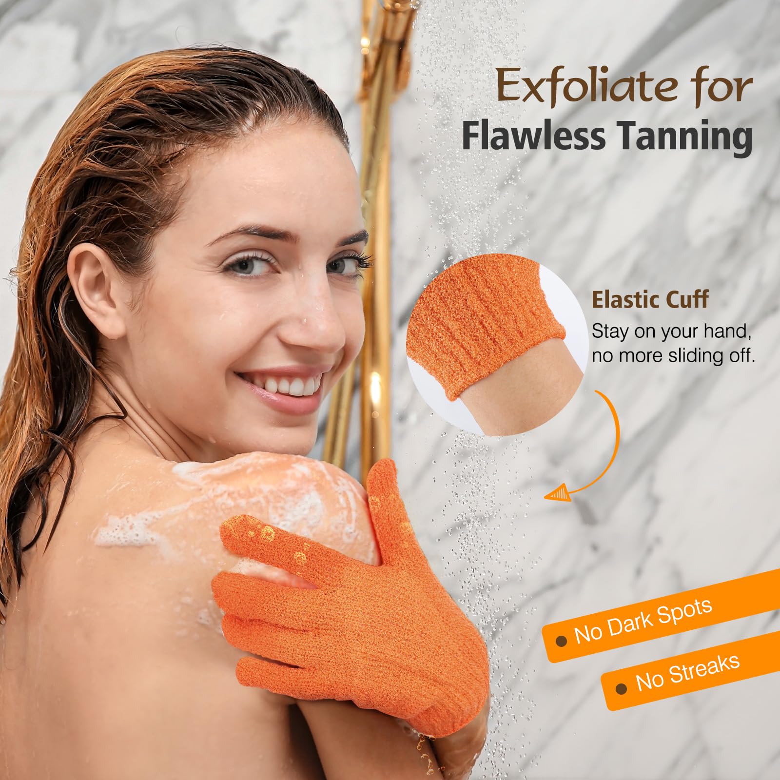 Luxspire Self Tanning Mitt Applicator Kit, 5 in 1 Soft Tanner Mitt Set with Exfoliating Glove, Back Lotion Applicator, Face Makeup Brush, Mini Finger Face Self Tanner Mitt for Lotions, Mousses, Creams
