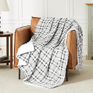 L'AGRATY Sherpa Fleece Blanket Plaid Blanket Super Soft Blankets & Throws for Couch, Warm Plush Throw Blanket for Chair So...