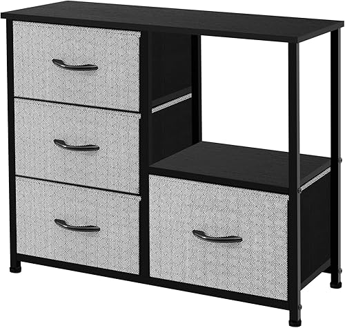 AZL1 Life Concept Torre de almacenamiento con estantes, organizador de armario de 4 cajones, mesita de noche, contenedores de tela, armario