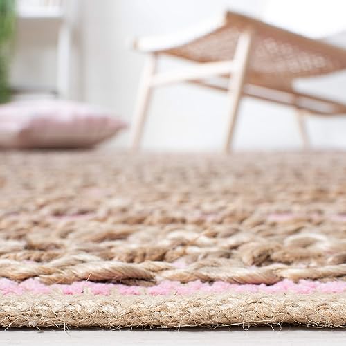 Miniatura 4 de SAFAVIEH Cape Cod Collection - Alfombra de área de 5 x 8 pies, rosa claro, yute de tejido plano hecho a mano, ideal para zonas de alto tráfico en