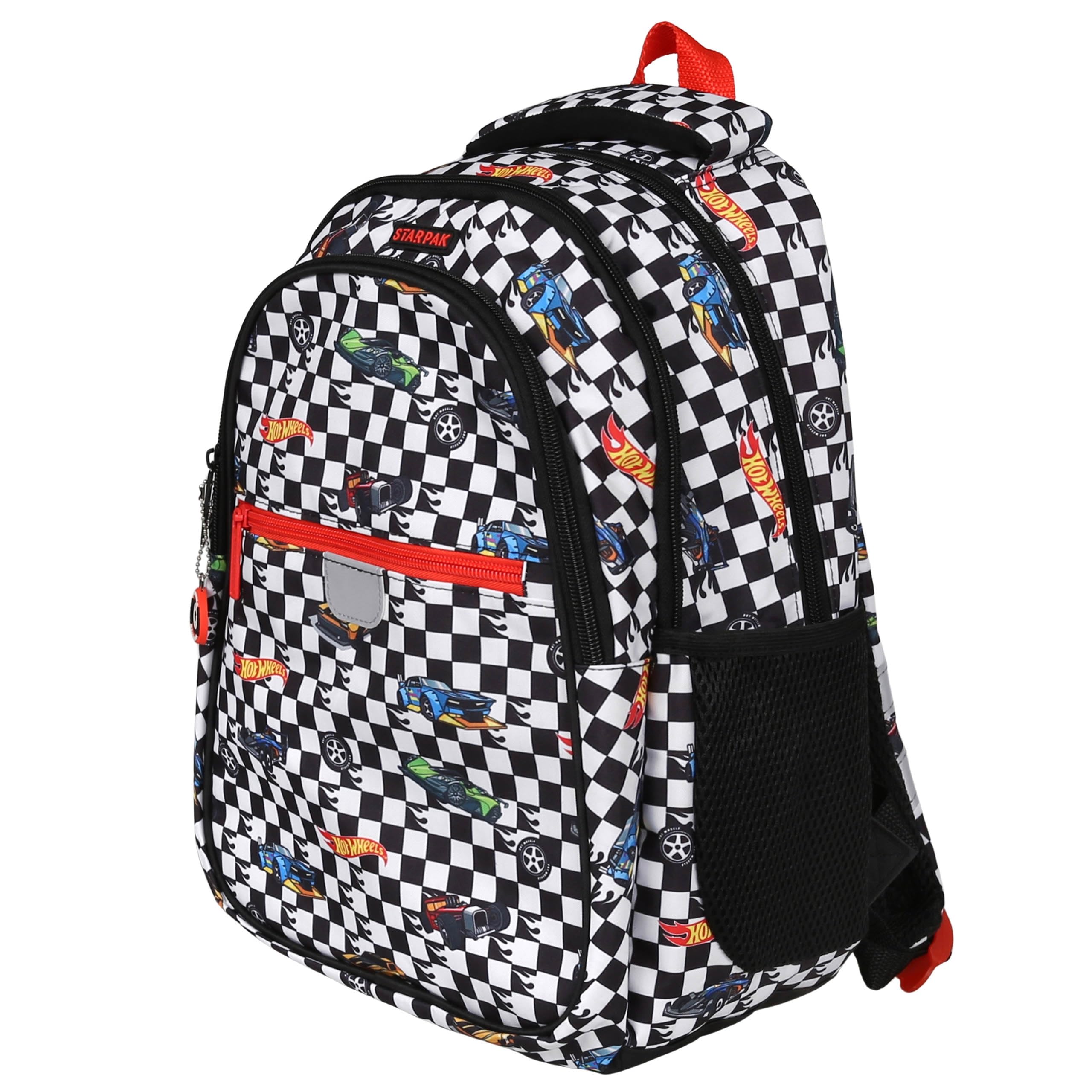 sarcia.eu Hot Wheels Mochila escolar acolchada para niño, con reflectores, 3 compartimentos 40x29x20cm, 23l (Multicolor Hot Wheels)