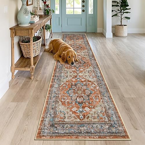 Miniatura 2 de Bsmathom Alfombra de pasillo vintage de 2 x 8 pies, antideslizante, no desprende pelusa, suave, lavable a máquina, alfombra larga para pasillo y