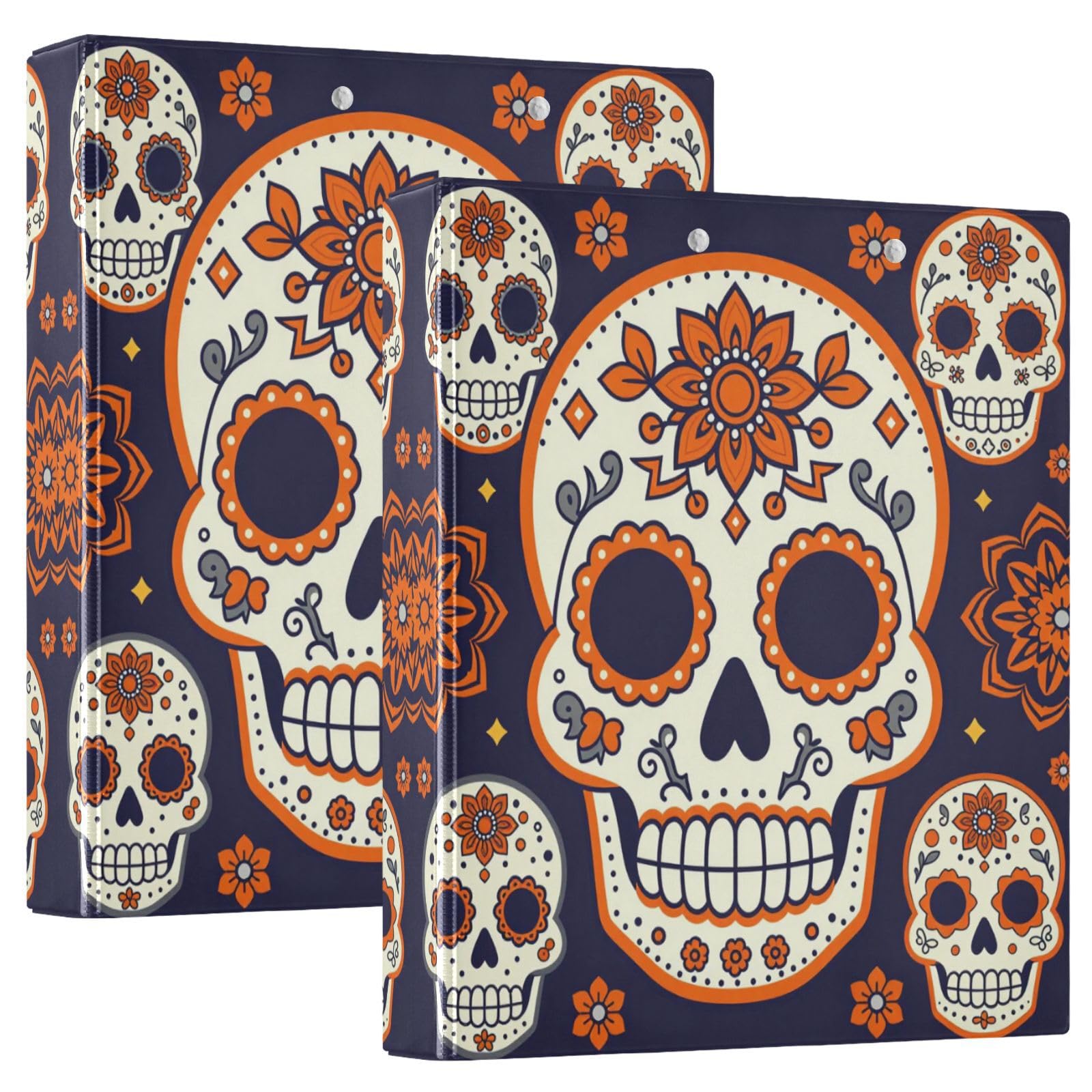 Porte-documents avec porte-bloc intégré Day of Dead Orange Sugar