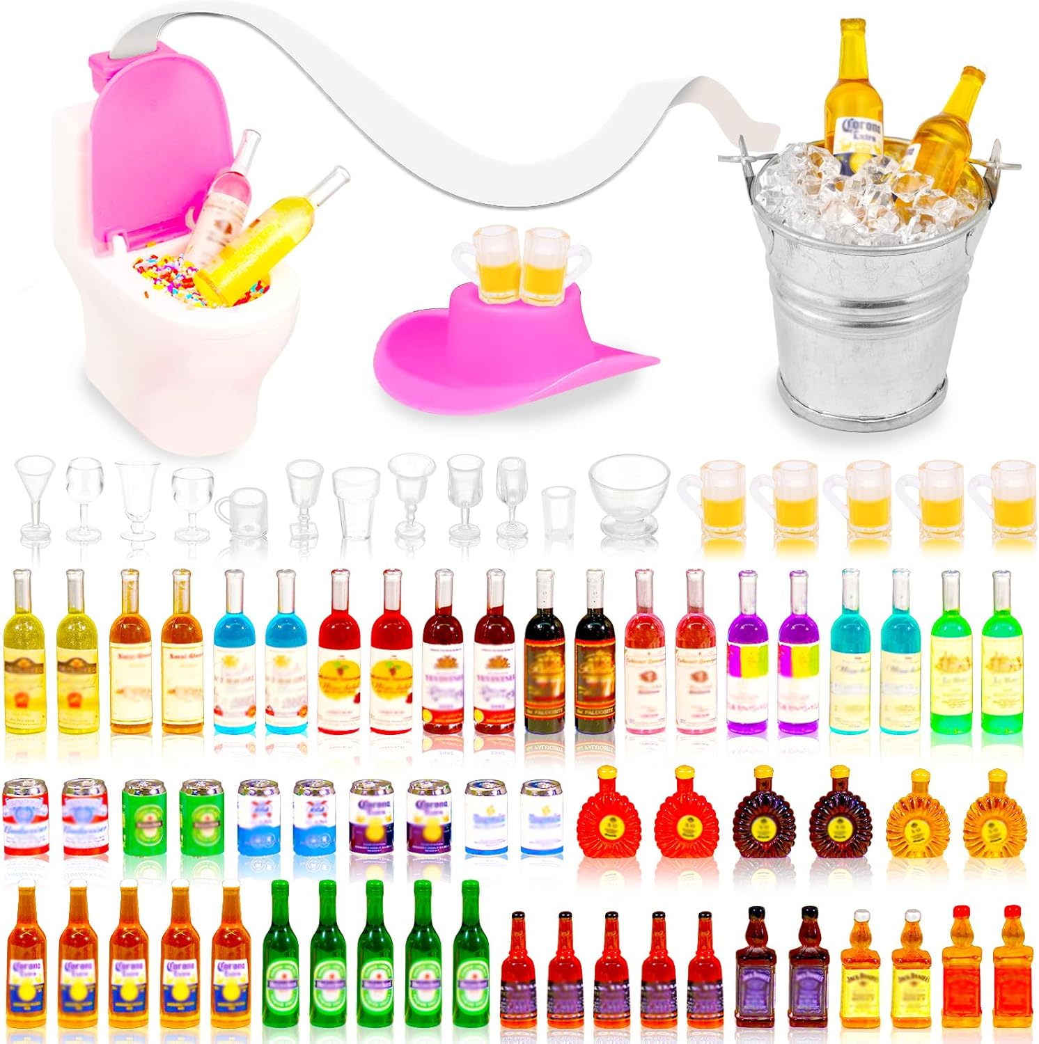 Miniature Ice Cubes Beer Bottles Mini Alcohol Bottles Mini Beer Party Decorations Bar Cake Decoration Mini Bar Accessories Mini Toilet