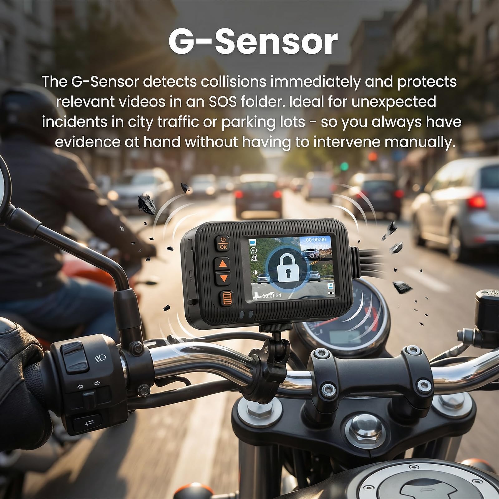 SIXTOP HDR Motorrad-Dashcam (vorne und hinten), 2 Zoll Dual Objektiv Motorrad Dashcam, IP67-Motorradkamera mit Loop-Aufnahme, G-Sensor, Parkmodus, Weitwinkel, Nachtsicht, kabelgebundene Steuerung
