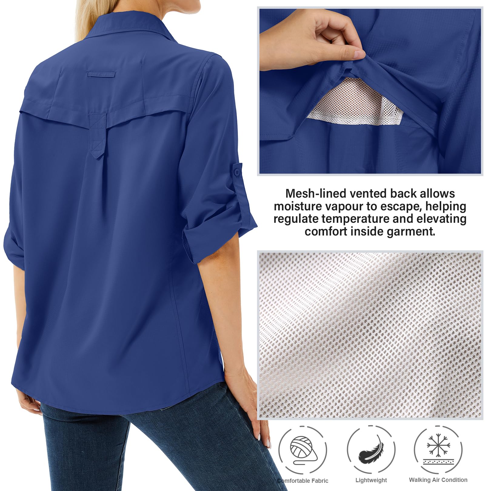 yeyity Camicia da donna UPF 50, protezione UV, a maniche lunghe, da donna, per attività all'aria aperta, per escursioni, safari, traspirante, ad asciugatura rapida, casual, top sportivo