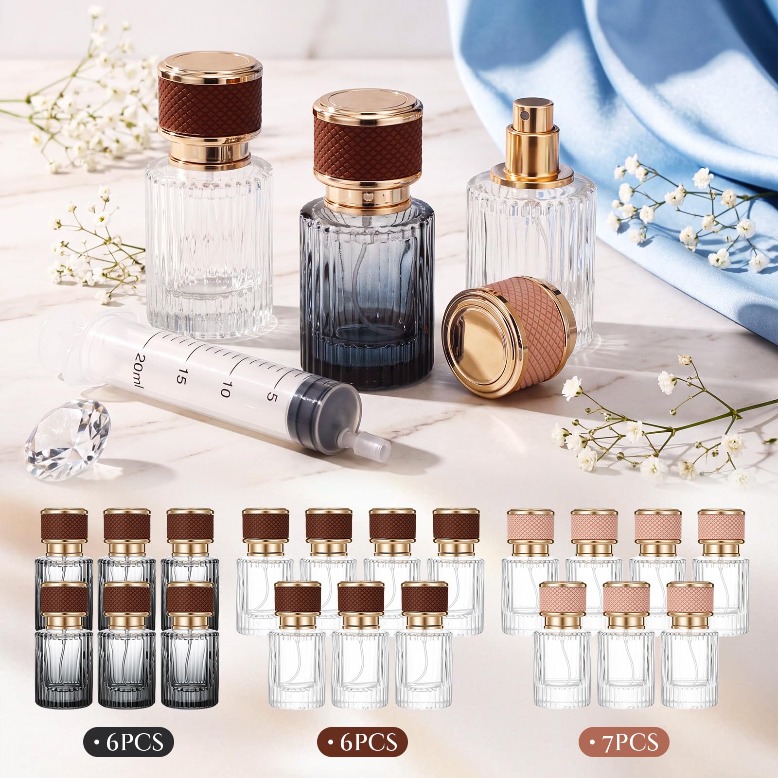 Suclain Paquete de 20 botellas de perfume vacías de vidrio de 30 ml