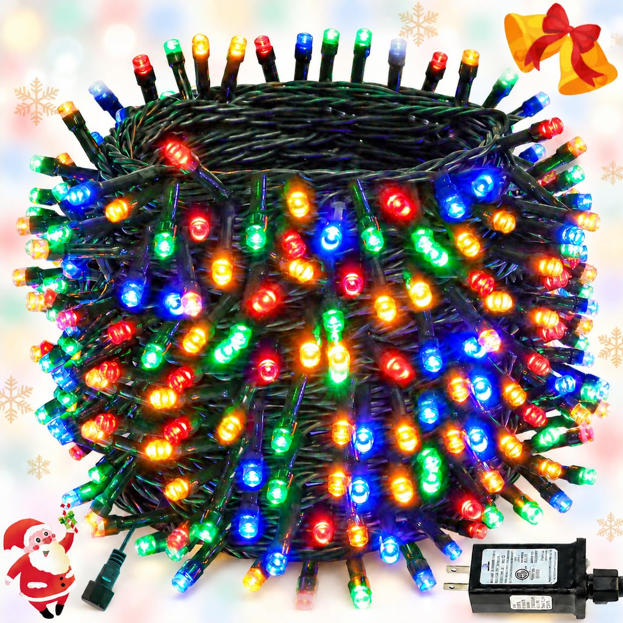 Connectable 88Ft 240LED Christmas String Lights Outdoor Indoor, Multicolor