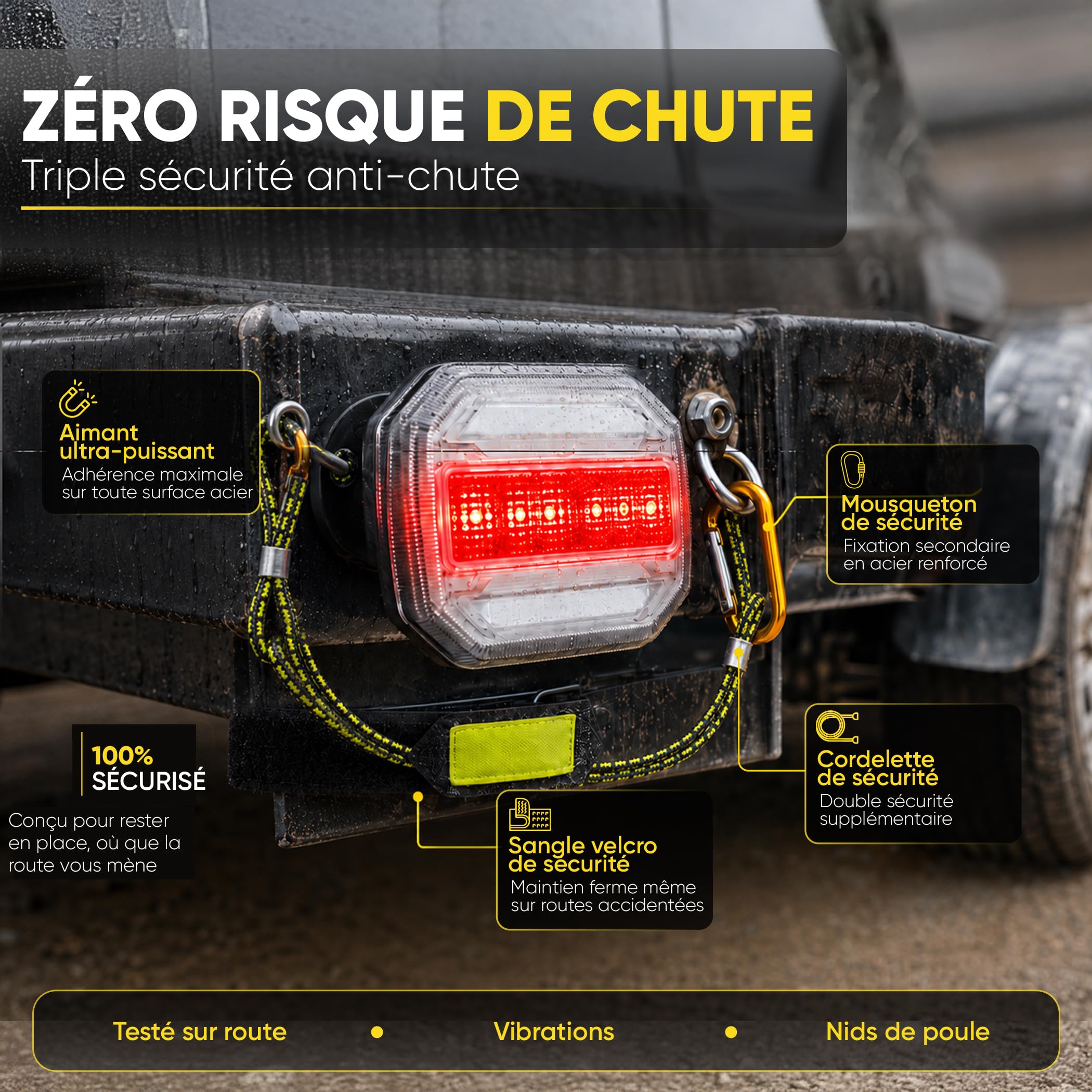 KIODEN Pilotos Traseros Remolque LED Inalámbricos, Fijación Magnética | Kit Luces Homologadas Recargables 10h IP65 12V, Adaptador Enchufe 7 a 13 Pines Incluido, Caravana, Anticaída