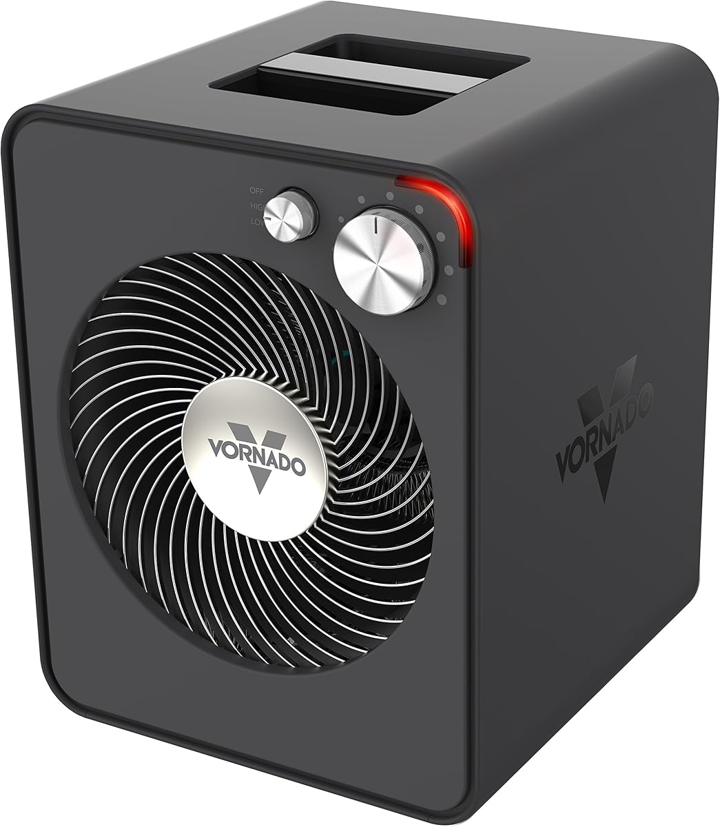 VMHi300 Whole Room Metal Space Heater, Mechanical Thermostat, Advanced Safety, Tip-Over Protection, Gentle Heating, Vortex Heat Circulation, Metal Space Heater for Home and Bedroom, Storm Gray