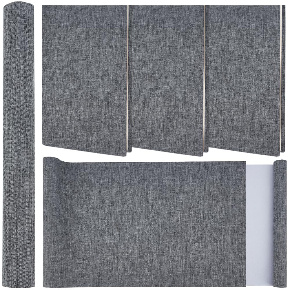 CRASPIRE 51 x 11.8 Inch Grey Book Cloth Book Binding Cover Fabric Surface Paper Backed A4 to A8 Linen Polyester Woven Bookcover for Books Album Scrapbooking Archival DIY Covering Bookbinding Protector