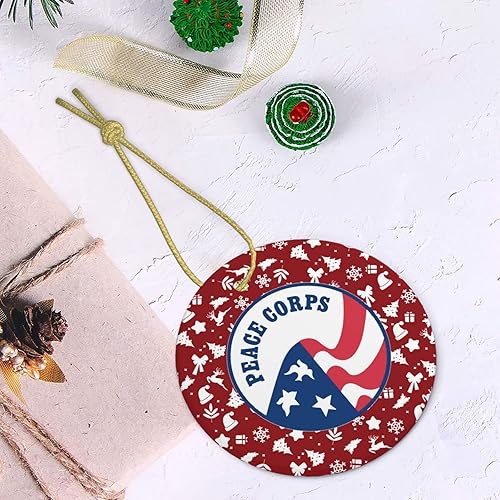 Miniatura 7 de Peace Corps Adornos de Navidad, adornos de cerámica redondos de porcelana, adorno de árbol de Navidad, oficina, decoración del hogar, recuerdos de