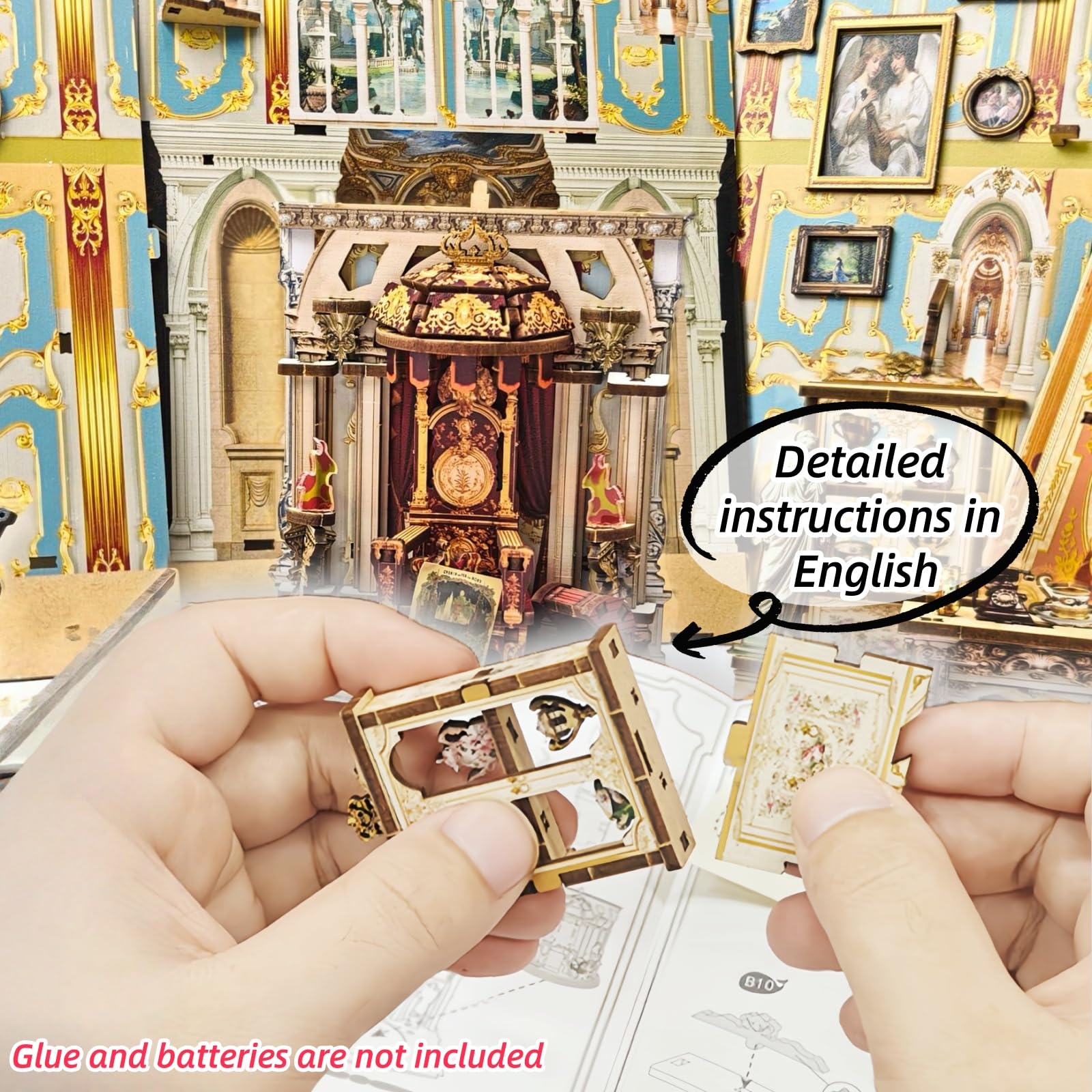 Dreamland Theatre Book Nook - Kit fai da te - Diorama classico in miniatura con palcoscenico rotante e funzione musicale, modellino artistico fatto a mano per adulti