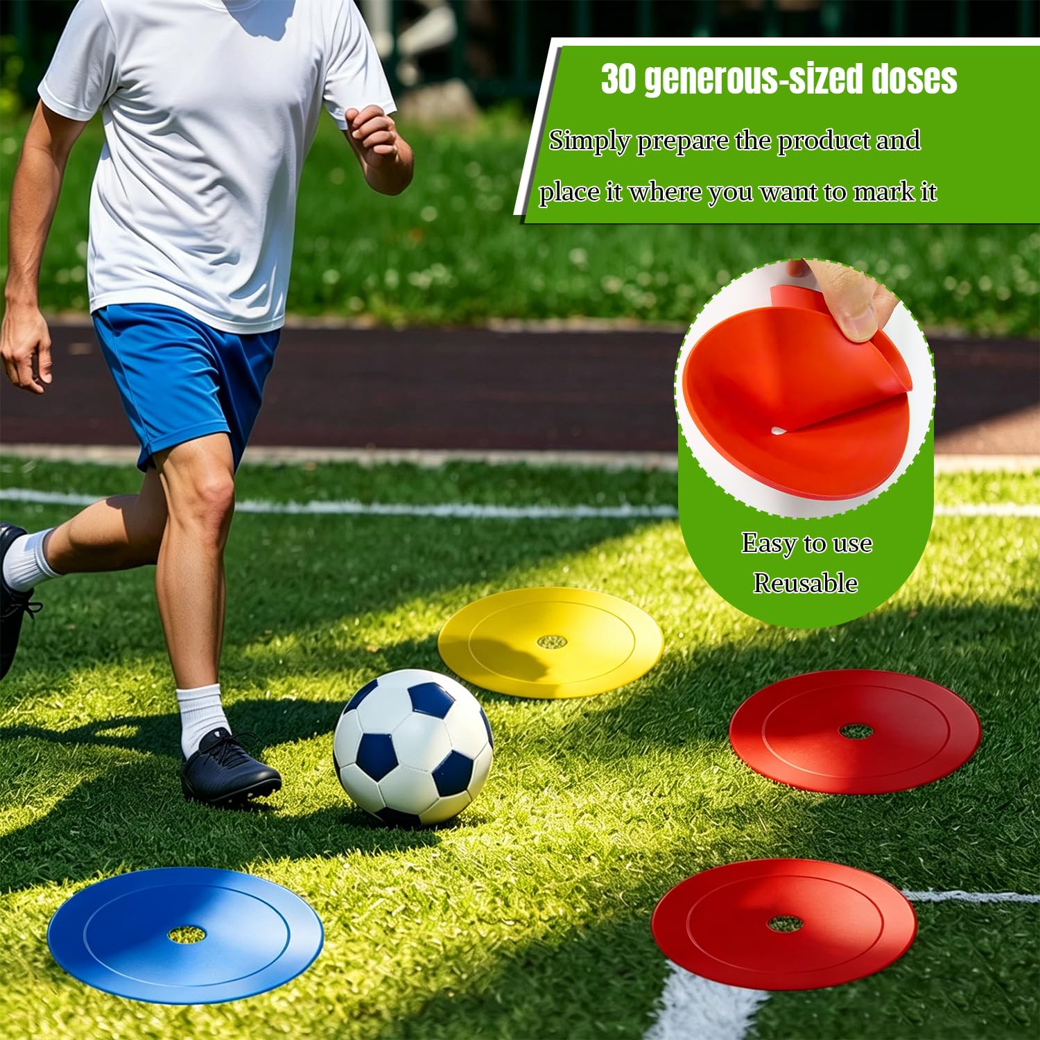 Set da 30 Cinesini con Supporto e Rete I Piatto Coni Allenamento per Uso Interno Esterno e Marcatura Campo I Cinesini per Allenamento Calcio per Allenamento Agilità Calcio