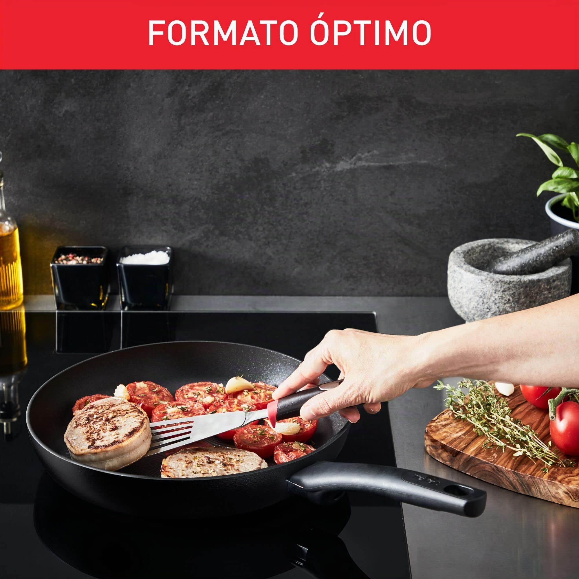 Tefal Juego 2 sartenes Hard Titanium Pro - Sartenes de 24/28 cm con revestimiento antiadherente duradero, indicador de temperatura, señal térmica, mango ergonómico, todas las cocinas incluso inducción
