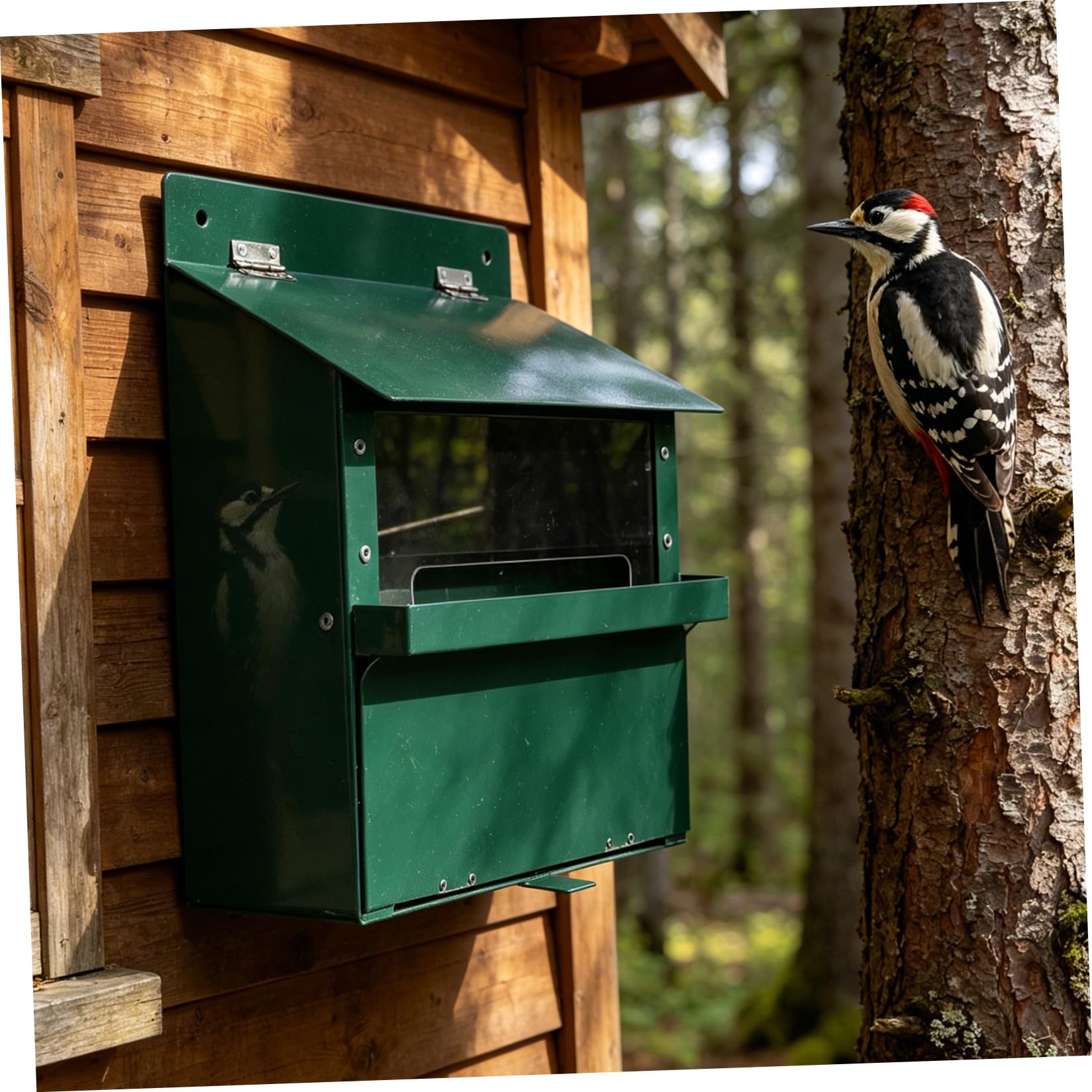 Outdoor Eichhörnchen Futterstation Groß aus Metall, Grün, 23cm
