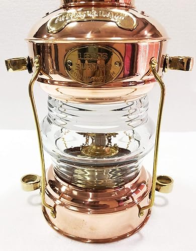 Miniatura 4 de Lámpara náutica antigua de 14 pulgadas barco barco cobre latón aceite linterna marítima coleccionable hogar decorativo