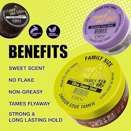 Miniatura 4 de EBIN NEW YORK - 24 Hour Edge Tamer Extra Mega Hold, 8.25 onzas por EBIN NEW YORK - Resistente a la humedad, sujeción de larga duración, sin escamas