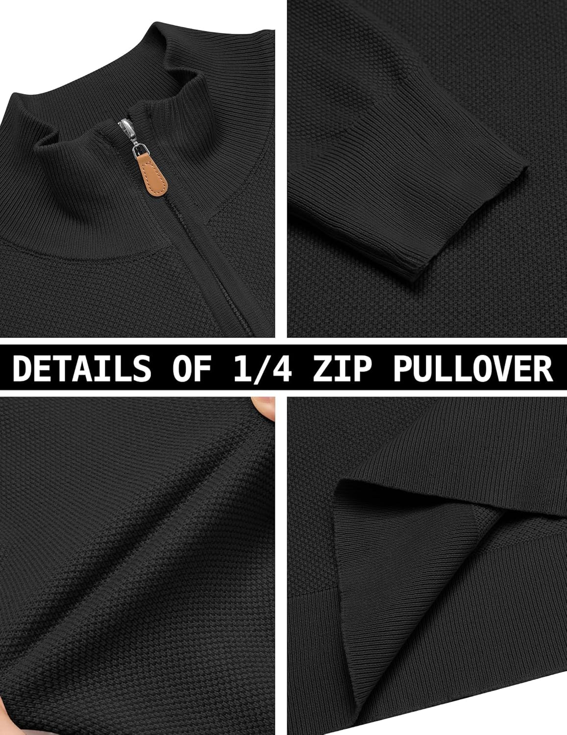 COOFANDY Men's Quarter Zip Pullover Dress Slim Fit Sweater Mock Neck Sweaters Casual Long Sleeve Pullovers - Image 6