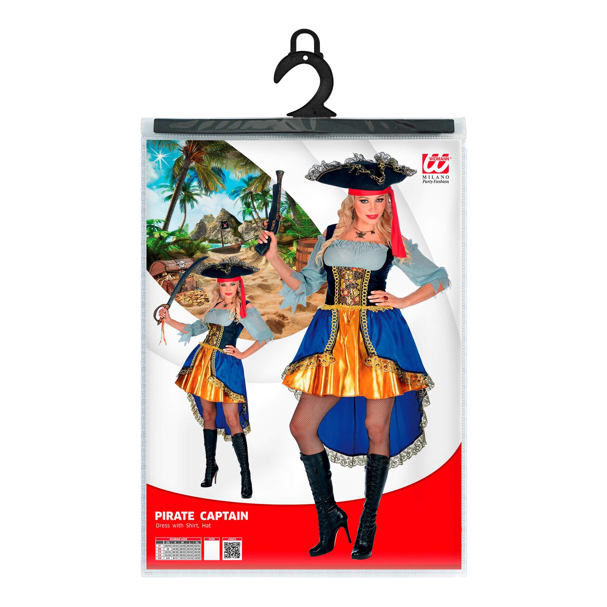 W WIDMANN MILANO Party Fashion - Kostüm Piraten Kapitänin, Kleid mit Bluse, Hut, Piratenbraut, Faschingskostüme Damen