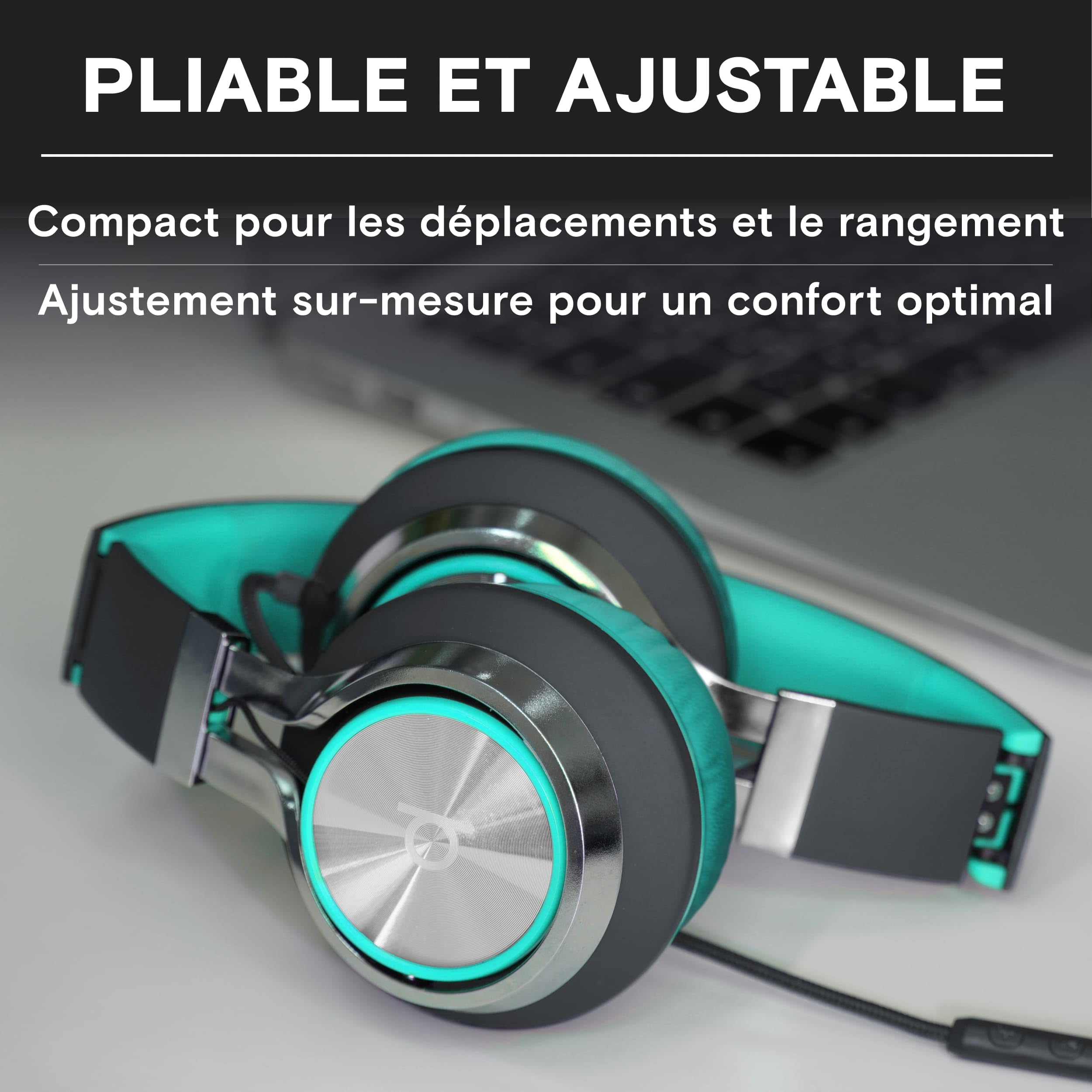 ARTIX® CL750 Premium Wired on Ear Headphones with Microphone, Comfortable Noise Isolating Design, 3.5mm Aux Headphone for Laptop, PC, Mobile, Tablet, Adults, Men, Women, Boys and Girls – Turquoise