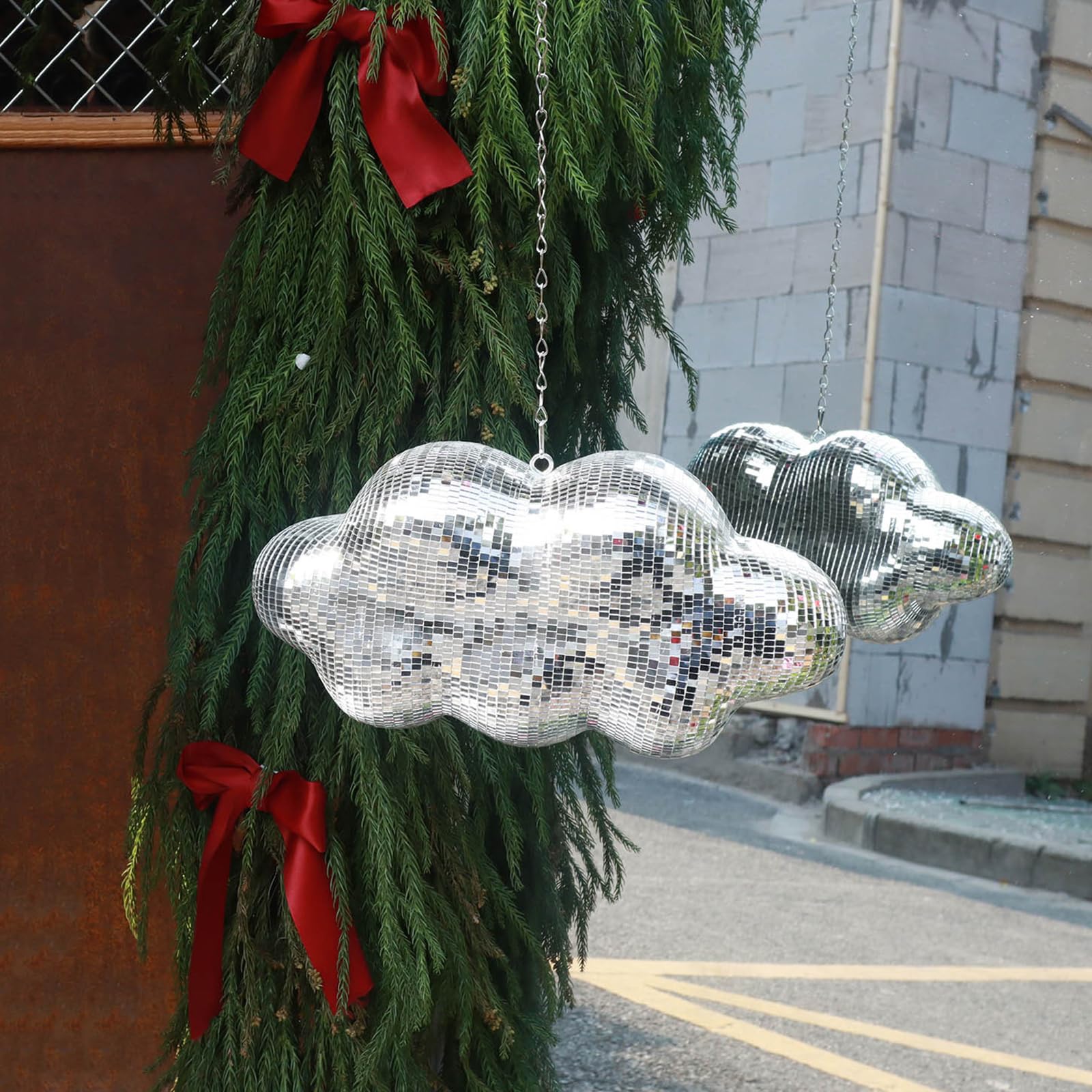 Sphère disco en forme de nuages à suspendre - Décoration scintillante réfléchissante - Sphère réfléchissante pour fête et décoration d'intérieur
