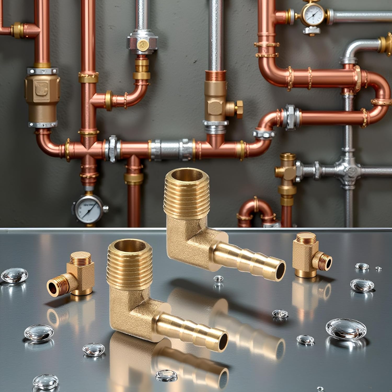 2Pcs Brass Hose Barbed Elbow Fitting 90 Degree Elbow 1/4" Hose Barb to 1/4" NPT Male Pipe Water/Fuel/Air Barbed Hose Fittings