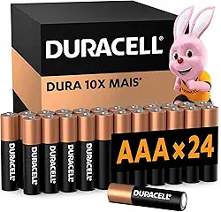 Duracell Pilhas Alcalinas AAA Palito Pack 24 Unidades – Dura Mais - Ideal para Controle de Videogame e Brinquedos