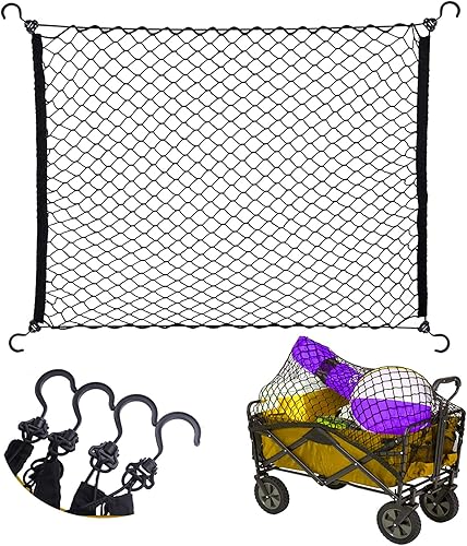 Mamiko Red de carga para carro plegable utilitario, carrito de jardín, carrito plegable, carrito de playa, hecho de red de nailon resistente con