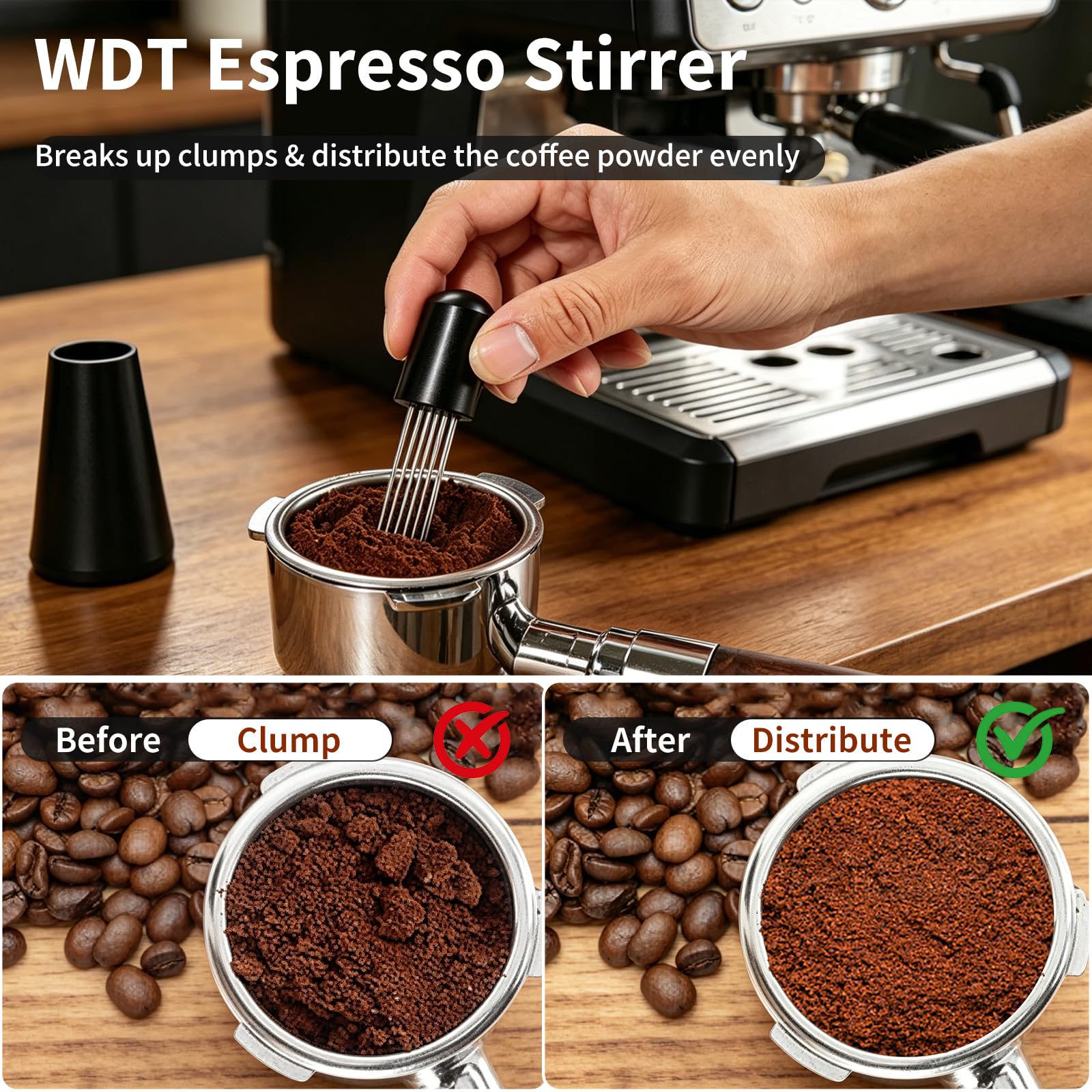 7-teiliges Barista Set 51mm aus hochwertigem Edelstahl für perfekten Kaffeegenuss zu Hause inkl. WDT Tool, Tamper & Tamperstation - Premium Espresso Zubehör für Siebträgermaschine