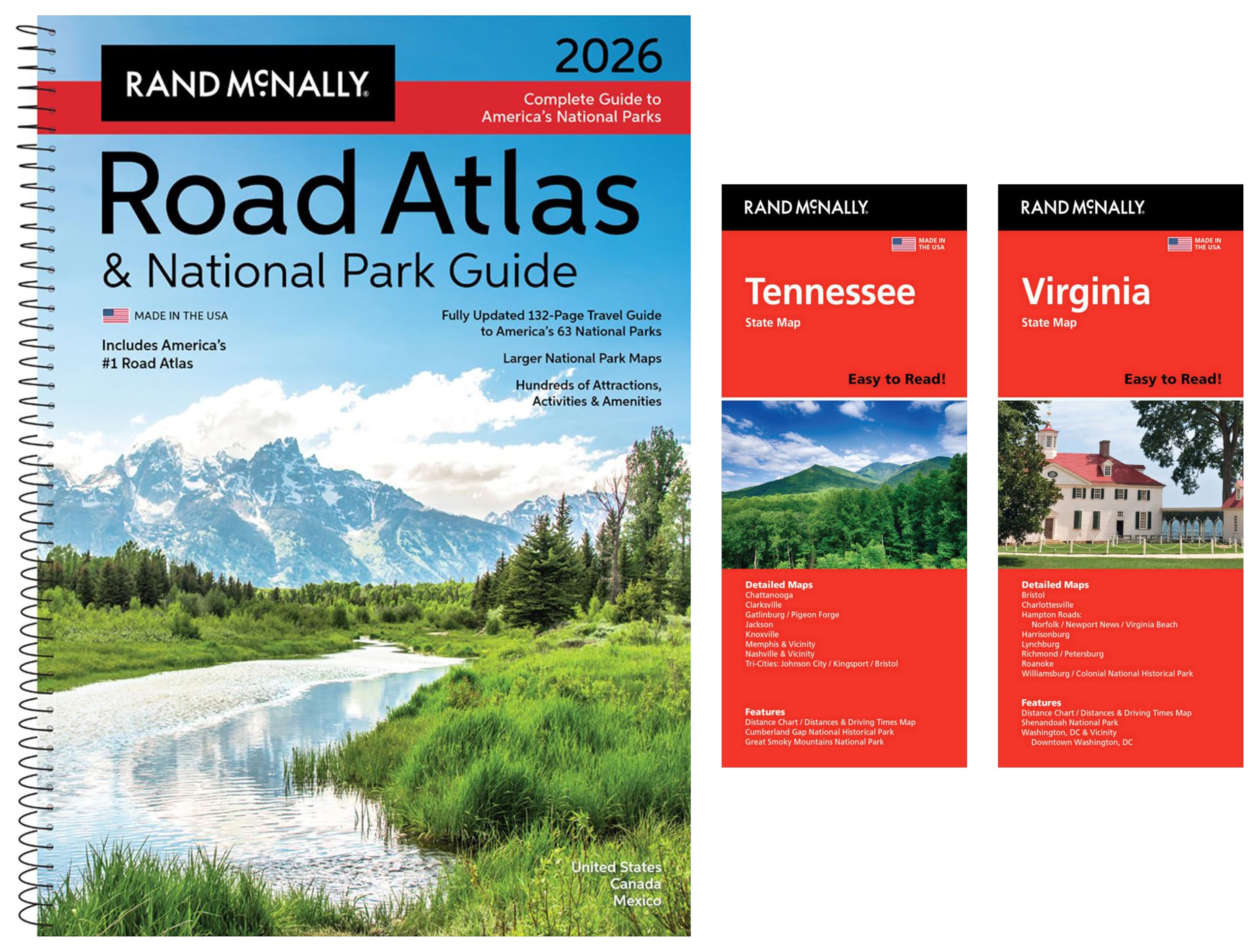 2026 Road Atlas & National Park Guide with Tennessee & Virginia State Maps