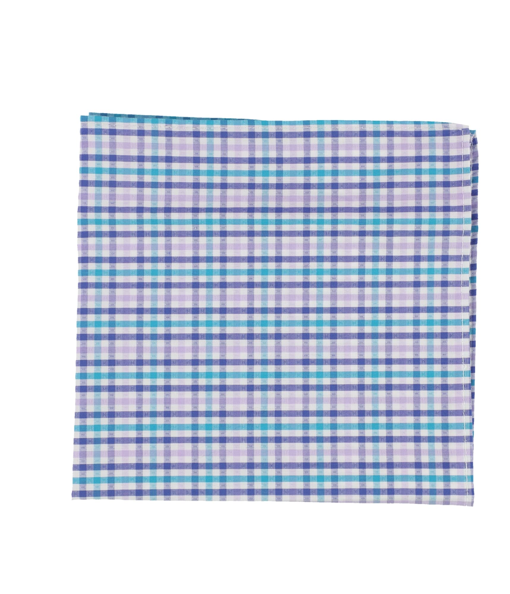 Mens Gingham Pocket Square, Purple, One Size-image-44