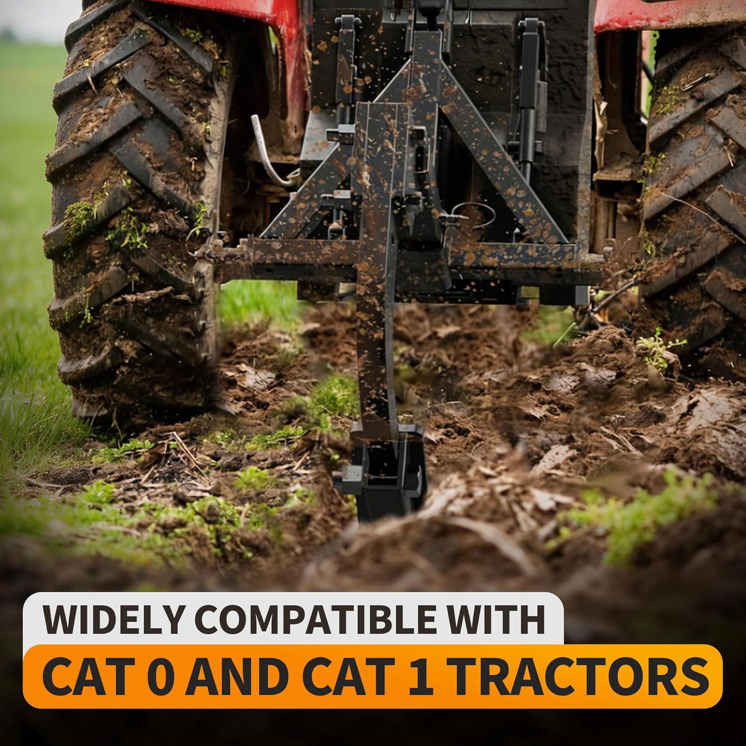 BDI Wear Parts Hitch Mounted Trencher Fits 3 Point Hitch, Heavy Duty Subsoiler, Thicken Trench Digger with 2pcs Replaceable Teeth, Hitch Mounted Ripper for Tractor Lawn Mower ATV UTV