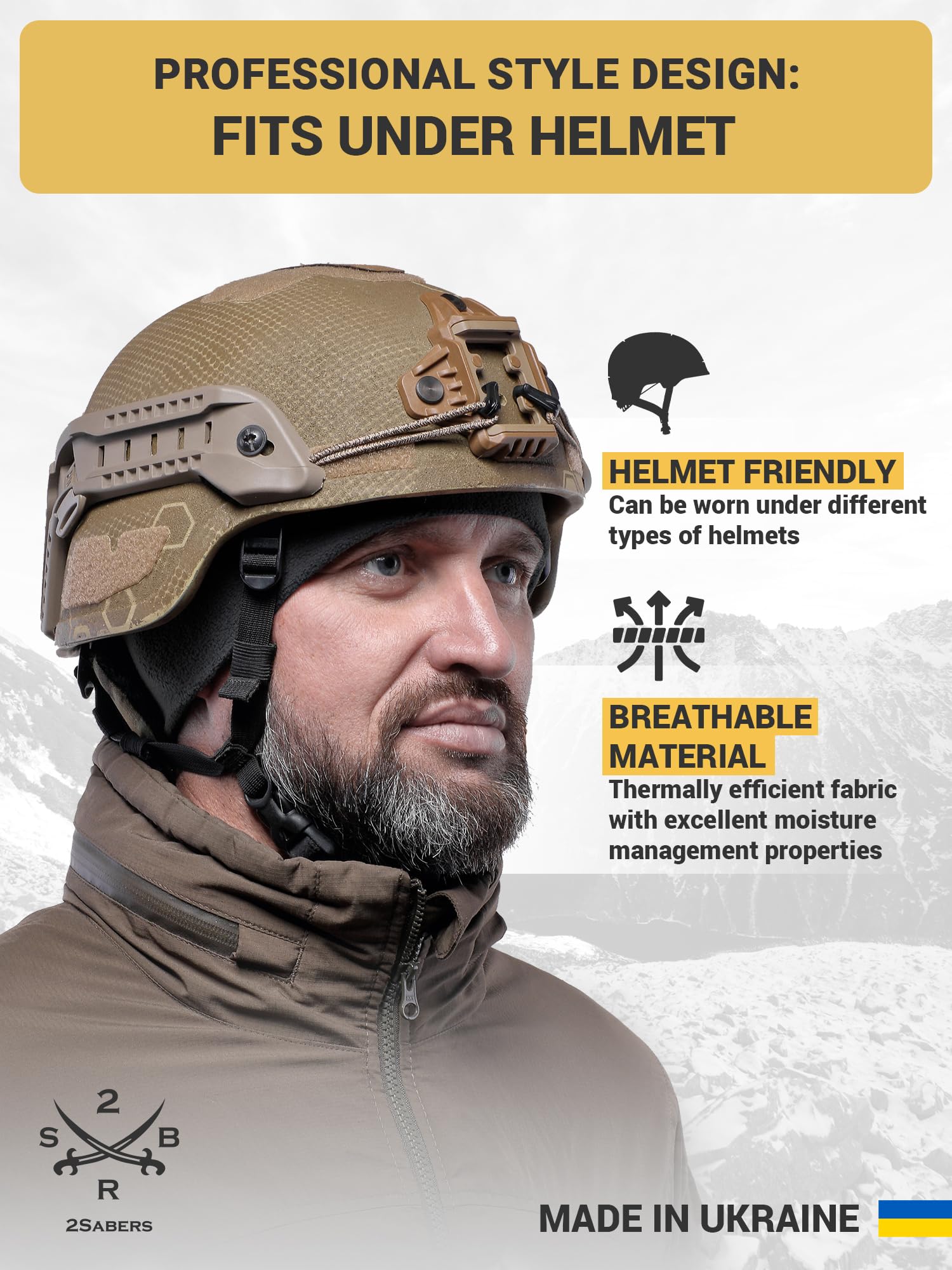 2SBR 2SABERS Gorro de invierno cálido de forro polar, para hombre, para clima frío, color negro