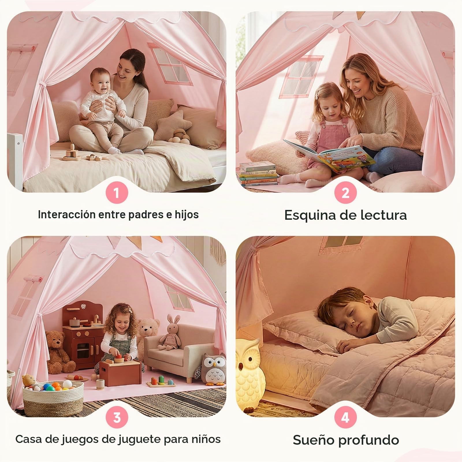Tienda de Campaña para Cama para Habitación Infantil, Tienda de Campaña para Niños, Cama de Suelo, Tienda de Campaña para Niños, Tienda de Juegos para Interiores, Portátil y Plegable, Cama Individual