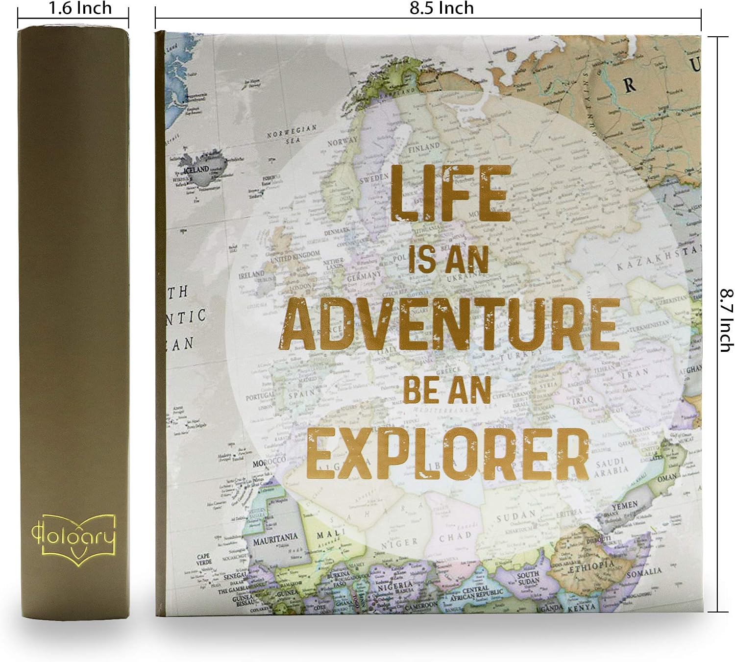Holoary Photo Album 4x6 160 Photos Two Pictures Per Page, Memo Writing Area for Each Pocket, 160 Pockets 4”x6”, Printed Book Cover Travel Design World Map Adventure Vacation