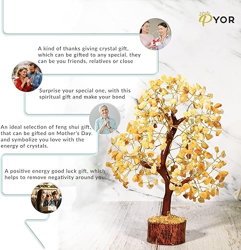 Miniatura 4 de PYOR Aventurina amarilla, cristales y piedras de Feng Shui, Energía de árbol real, piedras de árbol de gemas, árbol de dinero de buena suerte,