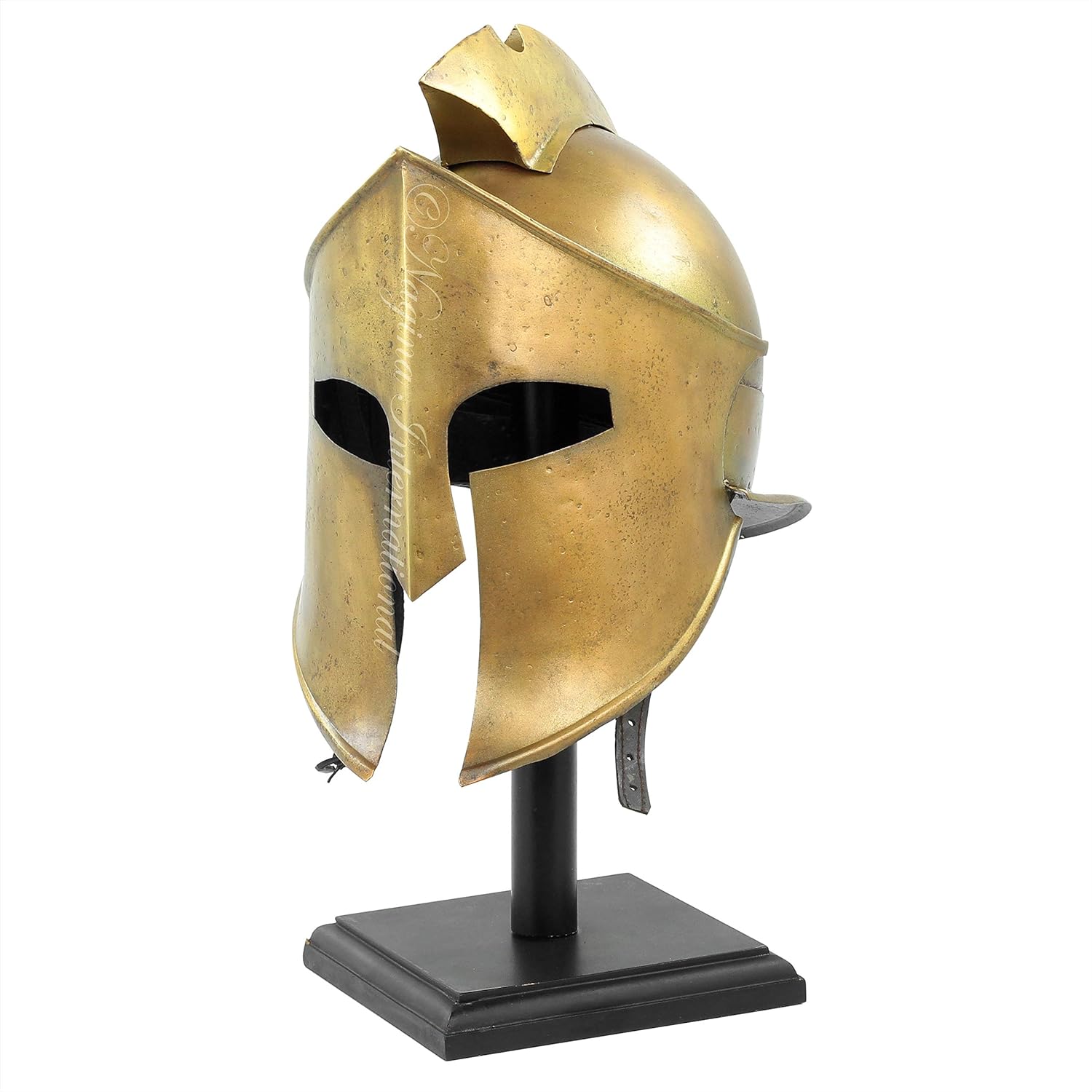 Nagina International Antique Bronze Finish Ancient Medieval Armor Knight Spartan 300 Movie King Leonidas Helmet Replica With Black Stand | Classical Old Look Vintage Style Costume