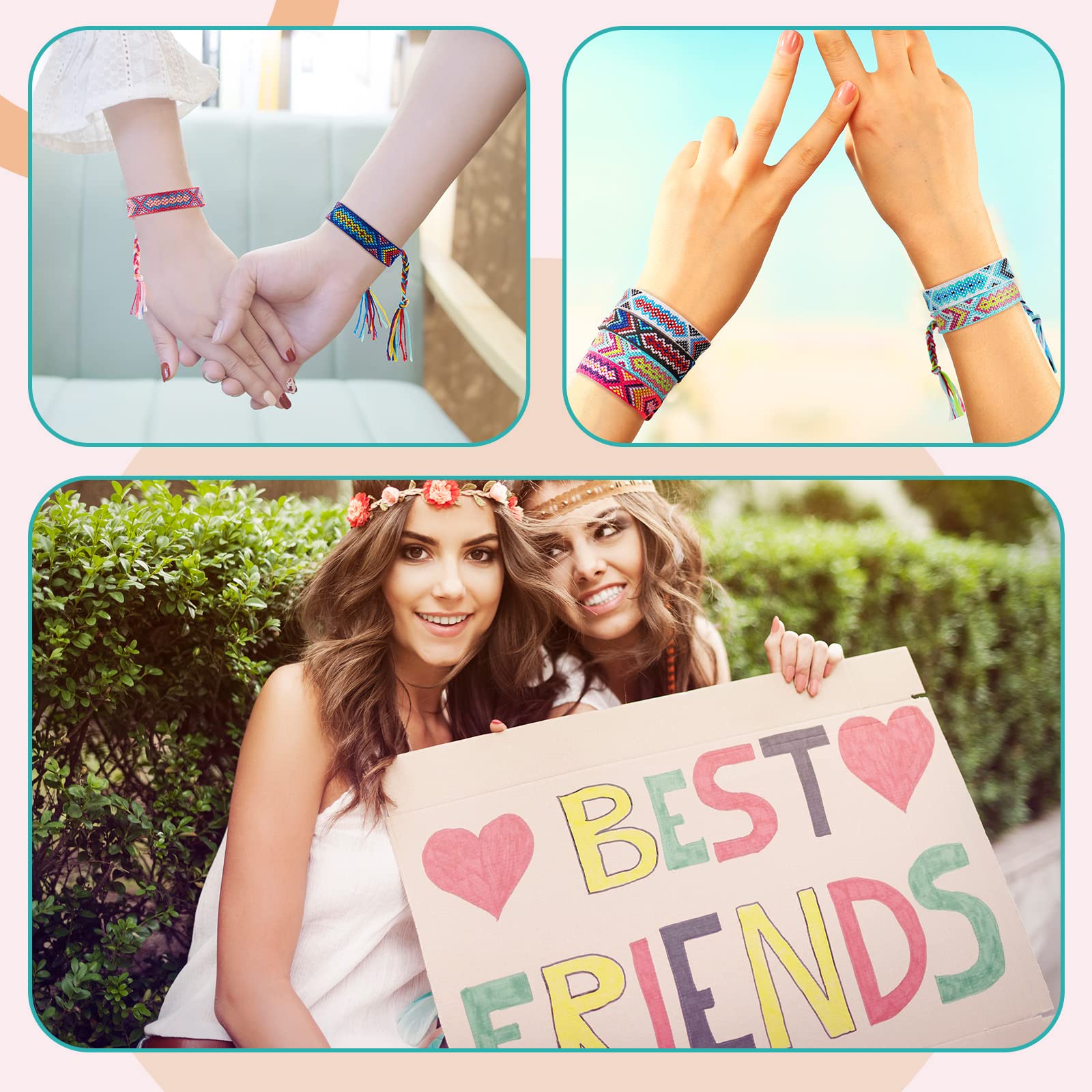Henoyso Nepal - Pulseras tejidas de la amistad a granel, pulseras trenzadas ajustables con cierre de nudo deslizante para niños, niñas, mujeres, hombres, campamento, 12 colores aleatorios