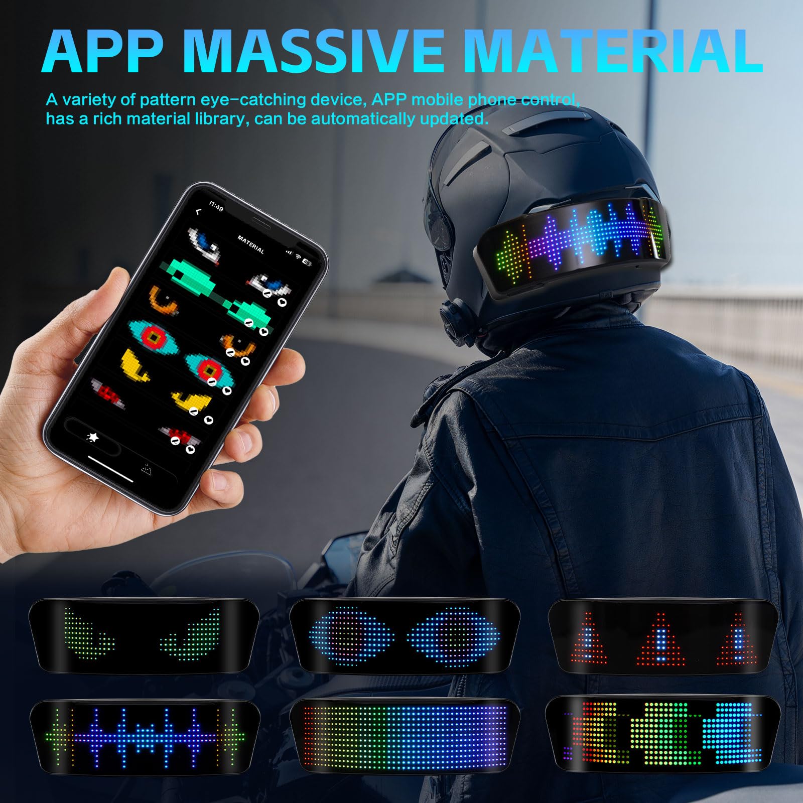 Helmet Lights Led Motorcycle Smart LED Helmet Light Turn Signals