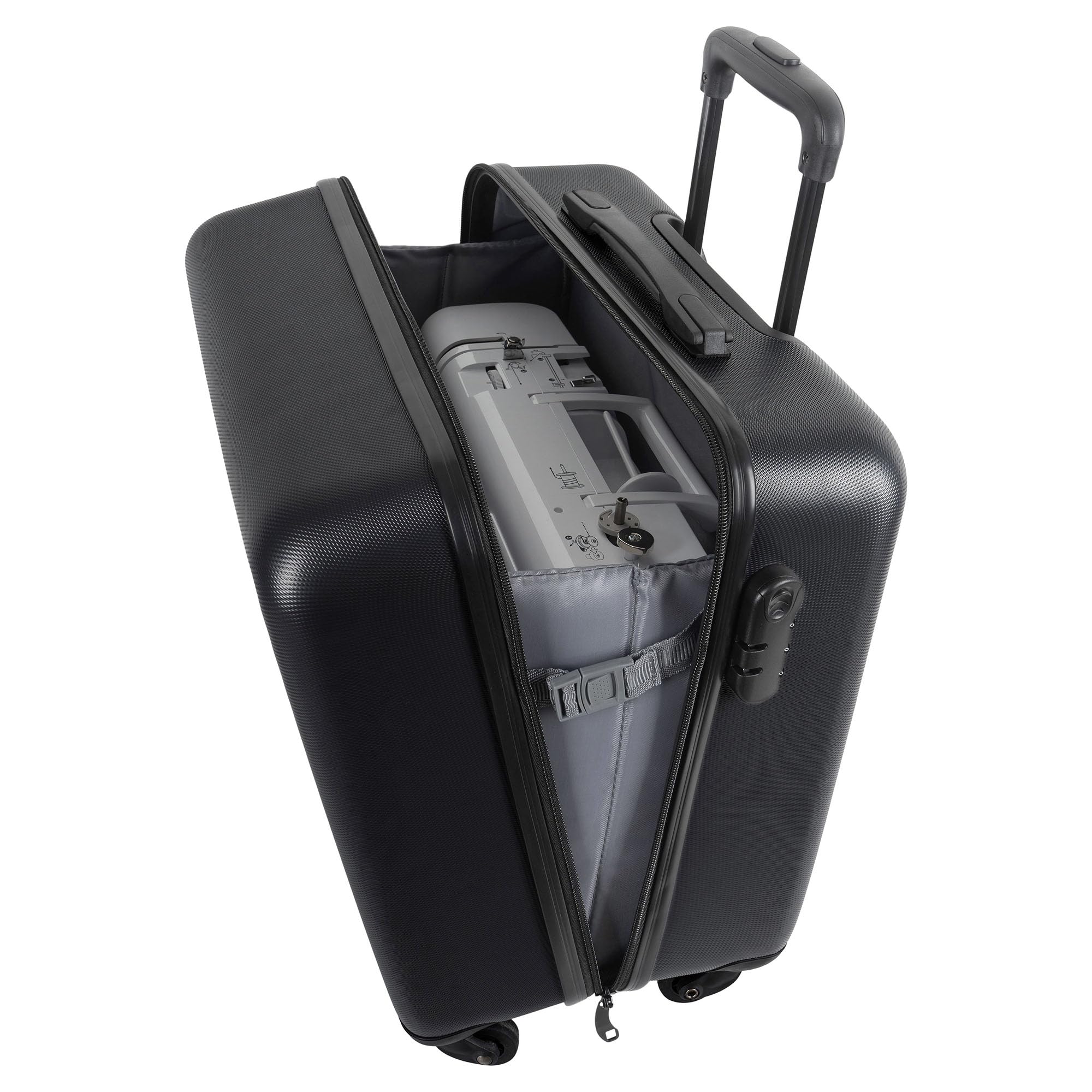 SEMPLIX Carro para máquina de coser rígido con alta movilidad 360° y 4 ruedas suaves, Negro, 44 x 24 x 40 cm