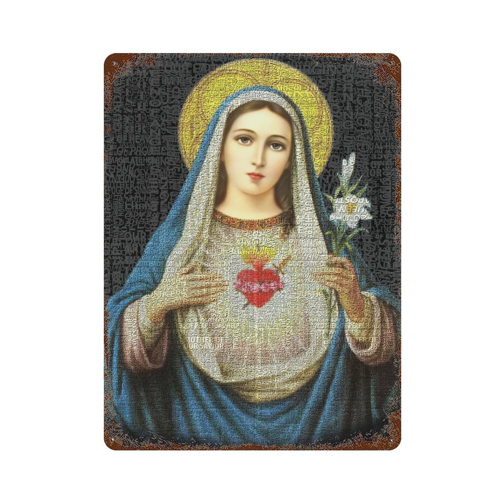 Rust Effect MARY Decorative Tin Sign 15.7"x11.8", Rustic Home Decor for Cafe, Home Bar And Lounge Decor
