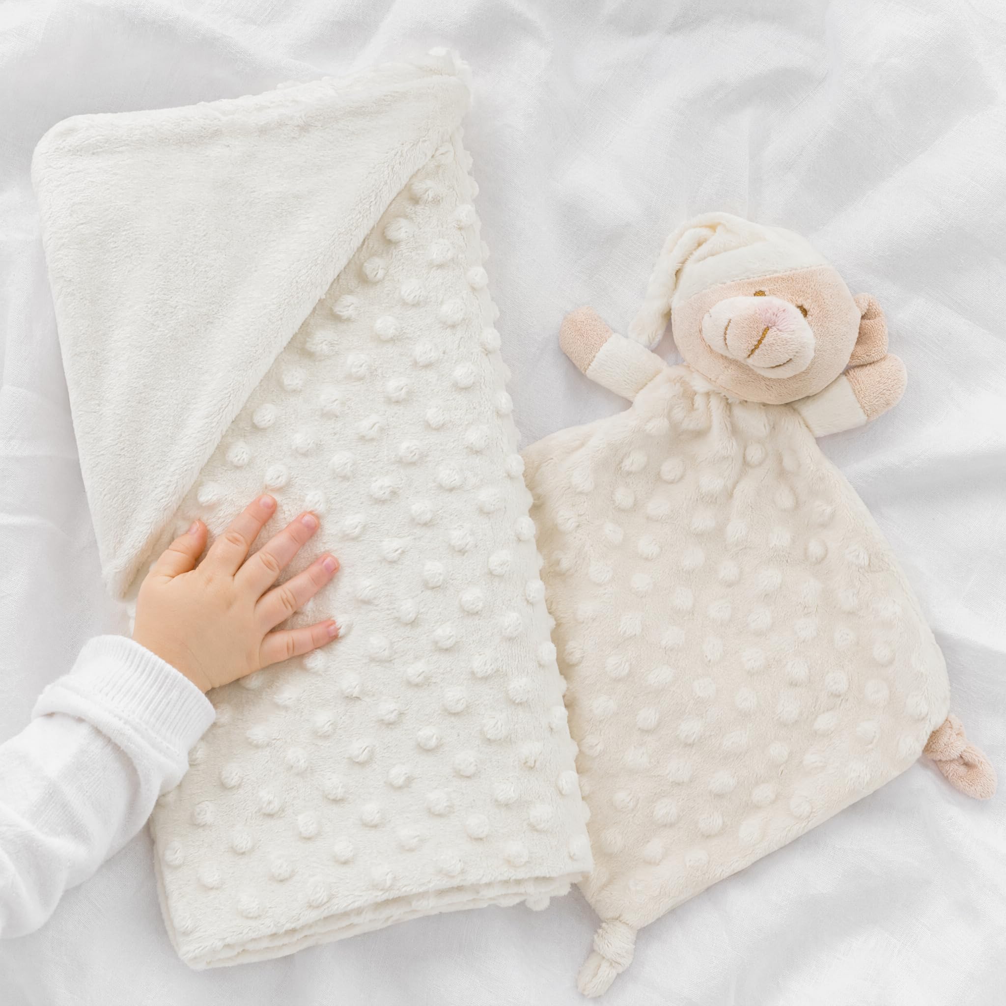 various Manta Bebé Suave con DouDou de Osito, Manta Envolvente para Recién Nacido 80x110 cm, Microfibra Hipoalergénica, Manta Infantil para Cochecito, Cuna y Regalo Baby Shower (Beige)