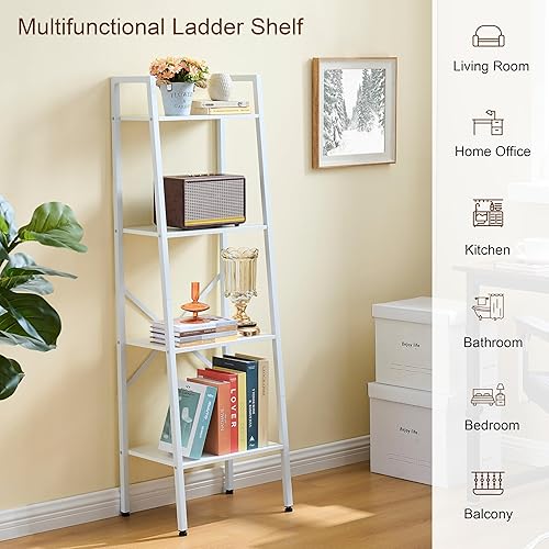 Miniatura 4 de Hoctieon - Estantería industrial de escalera de 4 niveles, estante de escalera estrecho, estantería alta de pie, estante de escalera abierto