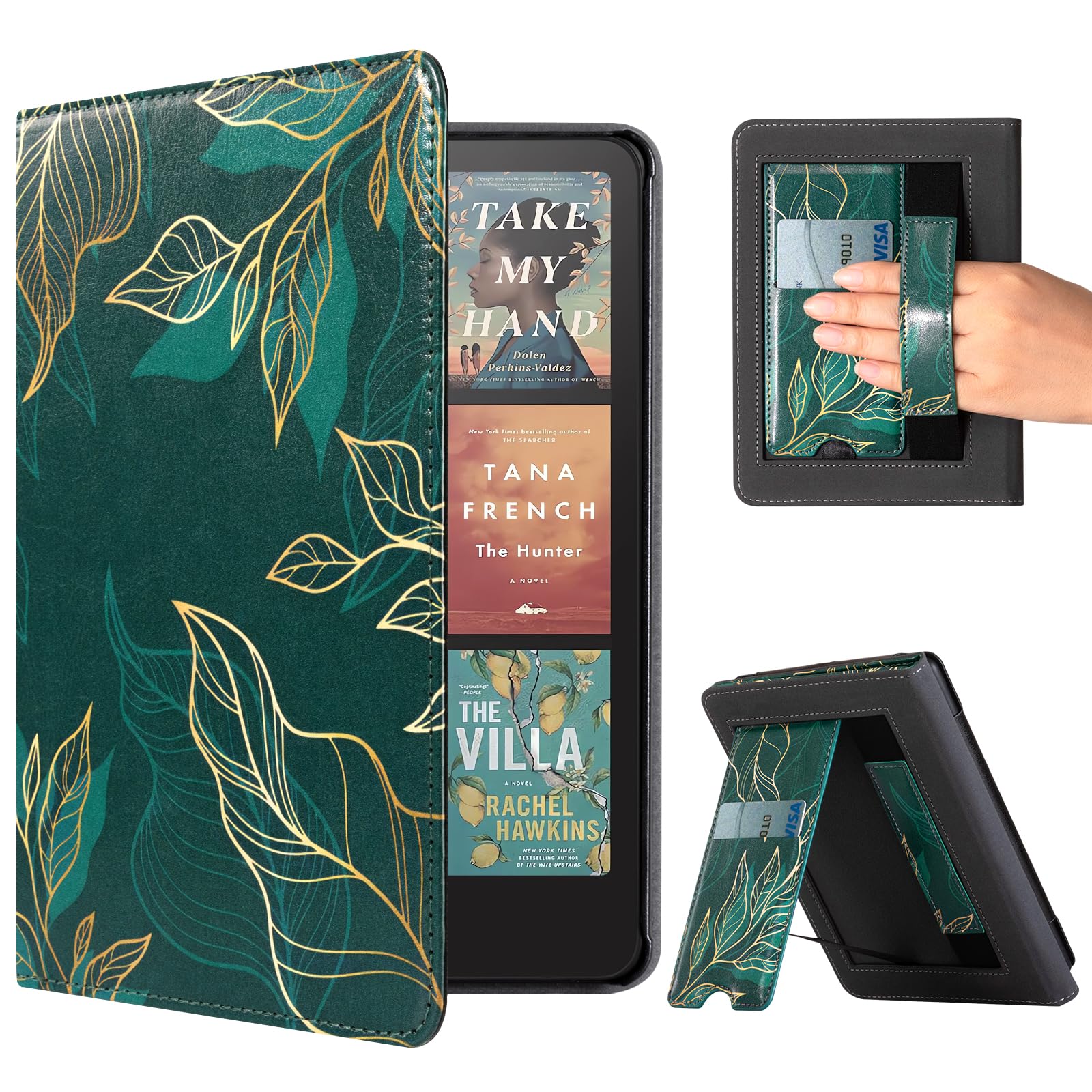 CoBak Case with Stand for Kindle Paperwhite 12th Gen 2024 Released (7") &amp; Kindle Colorsoft Signature Edition - Durable PU Leather Cover with Auto Sleep Wake, Card Slot, Hand Strap Feature